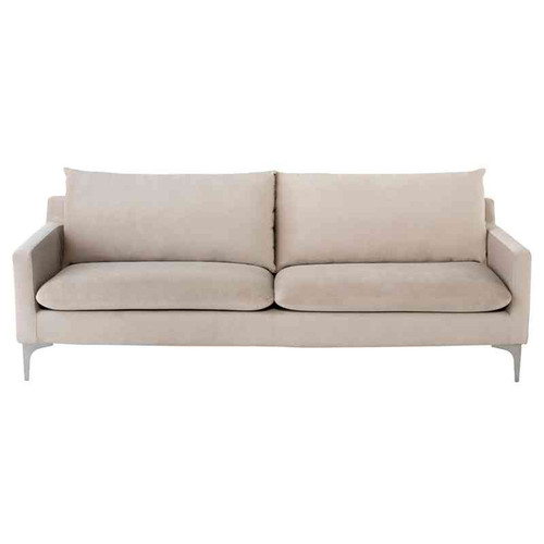 Anders Triple Seat Sofa Nude/Silver