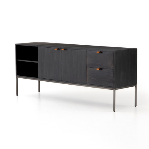 Trey Media Console-Black Wash Poplar