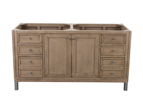 Chicago 60" Double Vanity, Whitewashed Walnut