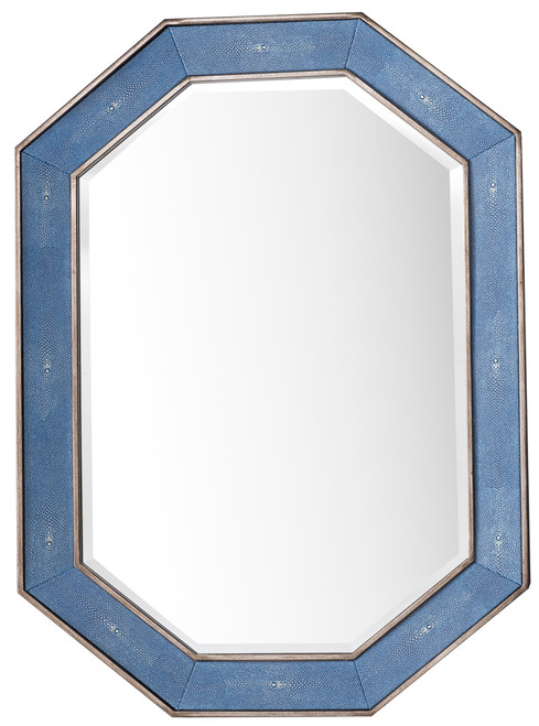 Tangent 30" Mirror, Silver w/ Delft Blue