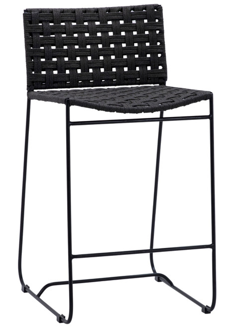 Alice Indoor-Outdoor Flat Rope and Iron Counter Stool