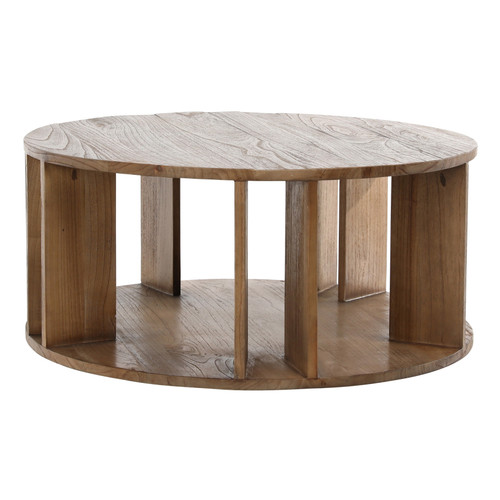 Autumn 36" Round Teak Wood Coffee Table in Natural Brown