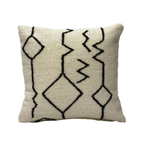 Axon Handwoven Cotton 20"x20" Square Pillow with Embroidered Accents