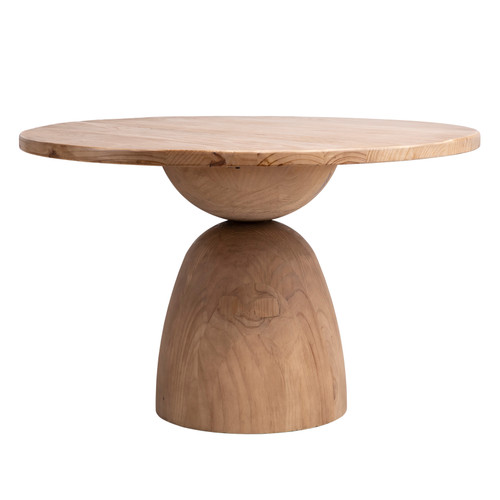 Balak Reclaimed Pine Round Modern Hourglass 48" Dining Table, Natural Pine