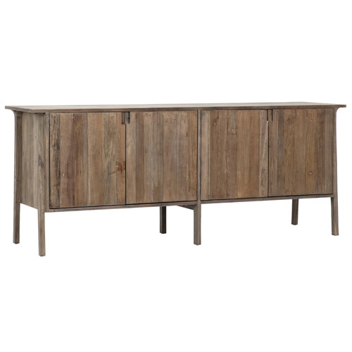 Beckham 79" Reclaimed Pine and Elm Mid-Century Styled 4-Door Sideboard in Medium Brown Finish