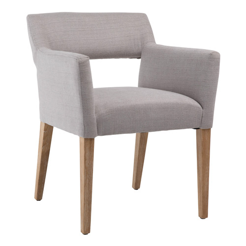 Bennett Grey Linen Narrow Track Arm Dining Chair with Cutout