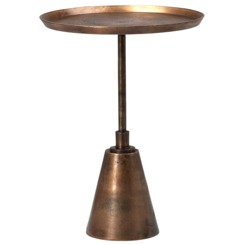 Blake Round Aluminum Oil Brass Finished Pedestal Base End Table