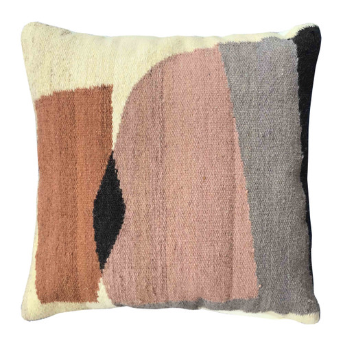Chelet Handwoven and Hand Tufted Multi Colored Wool Square 20" x 20" Throw Pillow