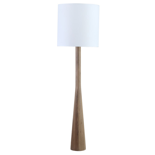Dalin 70" Tall Modern Oak Carved Floor Lamp with White Drum Shade