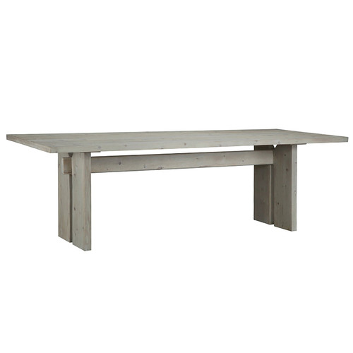 Emma 94" Rectangular White Pine Trustle Dining Table in a Light Grey Wash