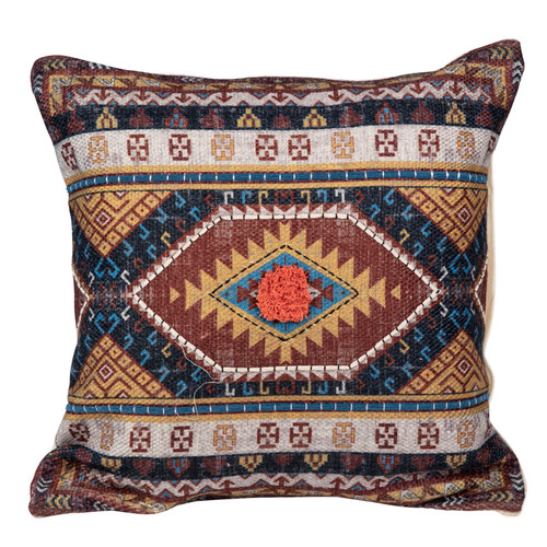 Franco Traditional Handwoven Cotton Patterned 20" x 20" Square Throw Pillow