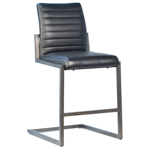 Greyson Genuine Full Grain Leather and Steel Modern Counter Stool