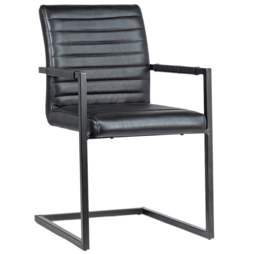 Greyson Genuine Full Grain Leather and Steel Modern Dining Arm Chair
