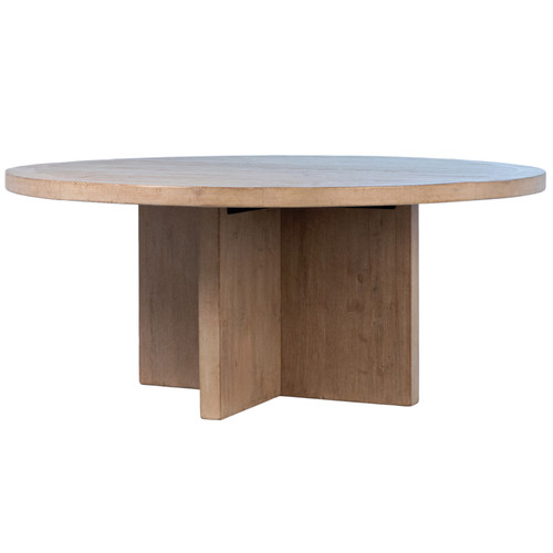 Landon 60" Round Reclaimed Pine Dining Table with Cross Base