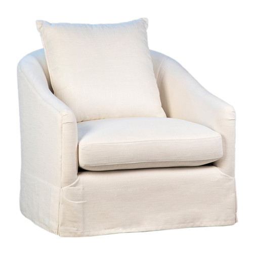 Leo Upholstered Performance Linen Slip Cover Occasional Chair in Oatmeal