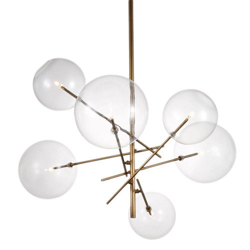 Madeline 53" Long Brass and Glass Modern Chandelier