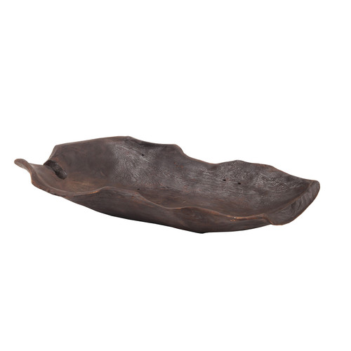 Rio Hand Carved Suar Hardwood Tabletop Decorative Leaf Bowl