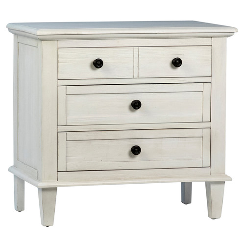 Xander Reclaimed Acacia Whitewash Coastal 3-Drawer Storage Nightstand with Iron Hardware