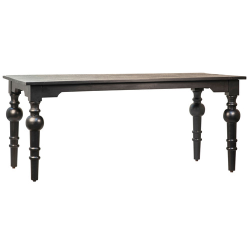 Xeno 72" Rectangular Acacia and Mango Wood Carved 4-Leg Table Finished in Black