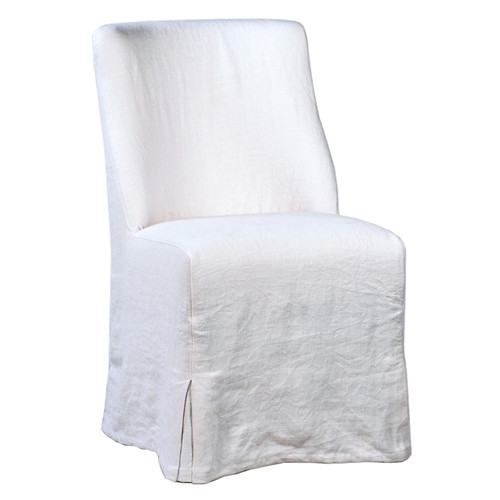 Bradford White Linen Slip-Cover Style Parsons Dining Side Chair