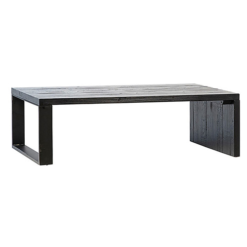 Niagra Reclaimed Pine and Iron Square Waterfall Side Coffee Table, Black