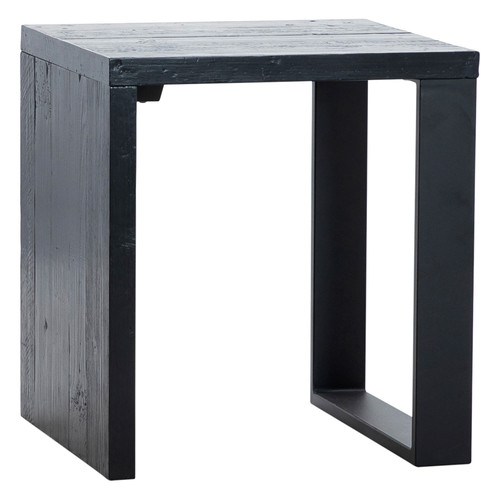 Niagra Reclaimed Pine and Iron Square Waterfall Side End Table, Black