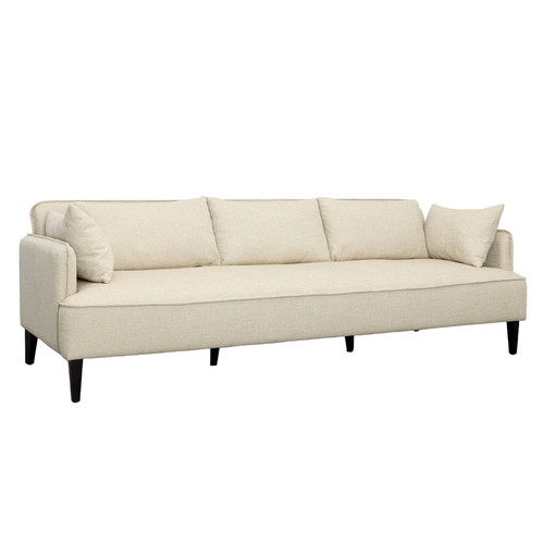 Paris Linen Modern Bench Seat Sofa with 2 Throw Pillows