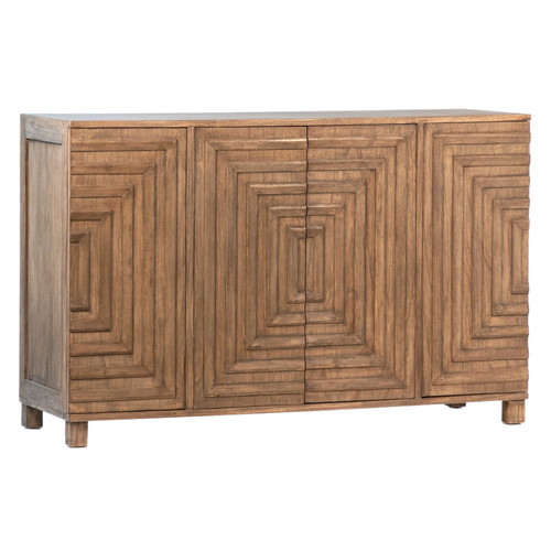 Luke 54" Mindi Wood Veneer Carved Sideboard in Medium Brown