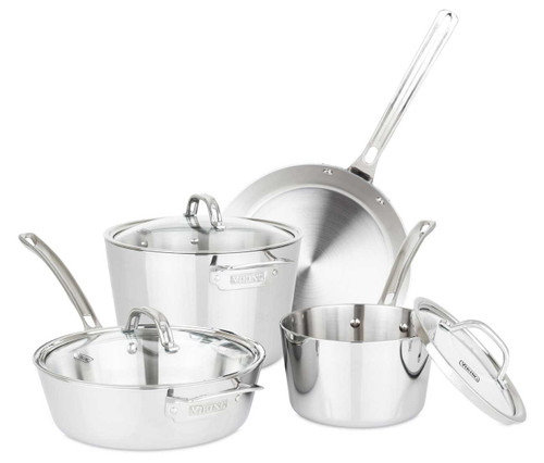 Viking Contemporary Stainless Steel 3-Ply Mirror 7 Piece Cookware Set