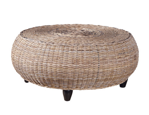 Mandalay Ottoman, Woven Rattan