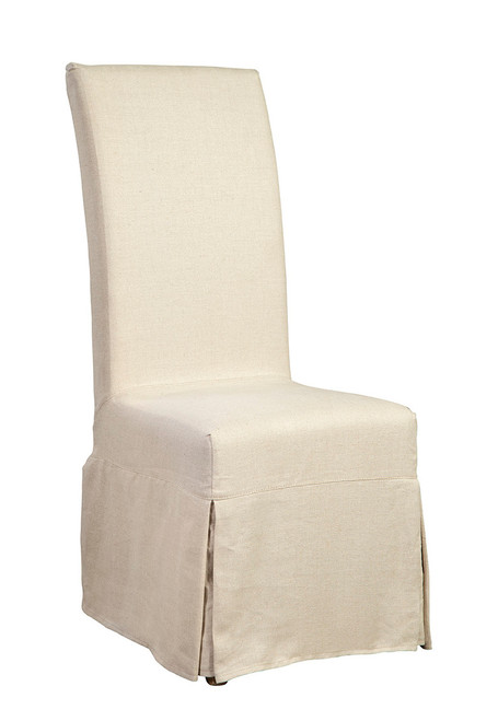 Linen Floor Length Slip Covered Parsons Chair - Set of 2