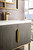 Columbia 31.5" Single Vanity, Ash Gray, Radiant Gold w/ White Glossy Composite Countertop