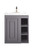 Alicante' 24" Single Vanity Cabinet, Grey Smoke w/ White Glossy Composite Countertop