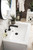 Alicante' 24" Single Vanity Cabinet, Glossy White, Matte Black w/White Glossy Composite Countertop