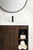Alicante' 24" Single Vanity Cabinet, Mid-Century Acacia, Matte Black w/White Glossy Composite Countertop