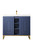 Alicante' 39.5" Single Vanity Cabinet, Azure Blue, Radiant Gold w/White Glossy Composite Countertop