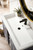 Alicante' 39.5" Single Vanity Cabinet, Grey Smoke, Matte Black w/White Glossy Composite Countertop