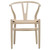 Kairo Mid-Century Modern Wishbone Back Natural Finish Oak Chair with Woven Craft Paper Seat