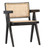 Malachi Black Oak and Natural Rattan Dining Arm Chair