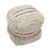 Margo Hand Tufted and Hand Woven New Zealand Wool Pouf in White with a Double Row of Rainbow Accents