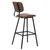 Mason Black Iron and Vintage Brown Vegan Leather Upholstered Dining Barstool