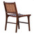 Maverick Top Grain Woven Brown Leather with Dark Brown Teak Frame Dining Side Chair