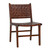 Maverick Top Grain Woven Brown Leather with Dark Brown Teak Frame Dining Side Chair