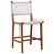 Maverick Top Grain Woven White Leather with Natural Teak Frame Dining Counter Stool