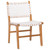 Maverick Top Grain Woven White Leather with Natural Teak Frame Dining Side Chair