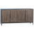 Nora 68" Antique Dark Brown Finished Reclaimed Oak 4-Door Sideboard with Matte Black Iron Feet