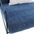 Sevilla Denim Linen Upholstered Chair Black Iron Frame and Sky Blue Throw Pillow