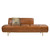 Demetrio Full Grain Leather Modern Sofa with Brushed Brass Iron Legs in Caramel Brown