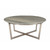 Maz 39" Round Brushed Nickel Finished Iron Framed Grey Marble Coffee Table