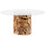 Scarlett 60" Round Teak Root Pedestal Base Glass Top Dining Table